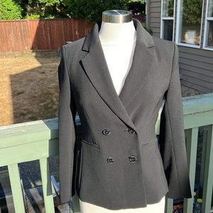 H&M Tailored Black Blazer double breasted 8 Suit Jacket Professional Work